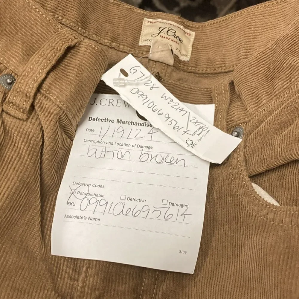 J.Crew 484 Slim-fit pant in corduroy